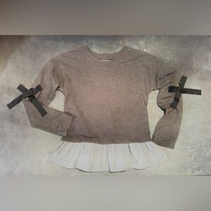 Roebucks & Co Sweater with Bows and Dress Shirt Ruffle Hem Kids